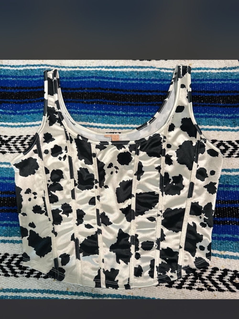 Cow Print Bustier Crop Top - Black & White